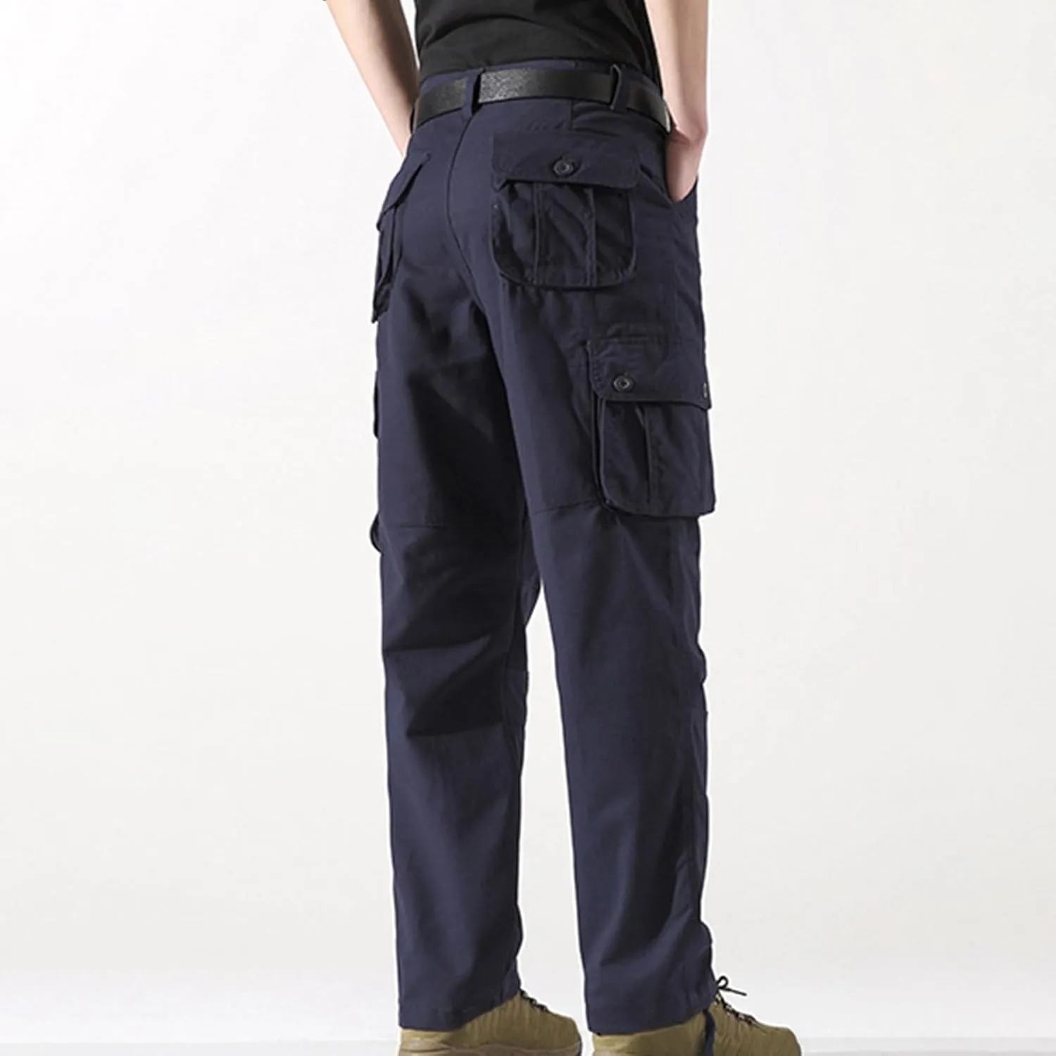 Aymnlox Men's Casual Cargo Sweatpants Heavy Cotton Waist Drawstring Joggers Trousers Hiking Workout Pants with Multi Pockets