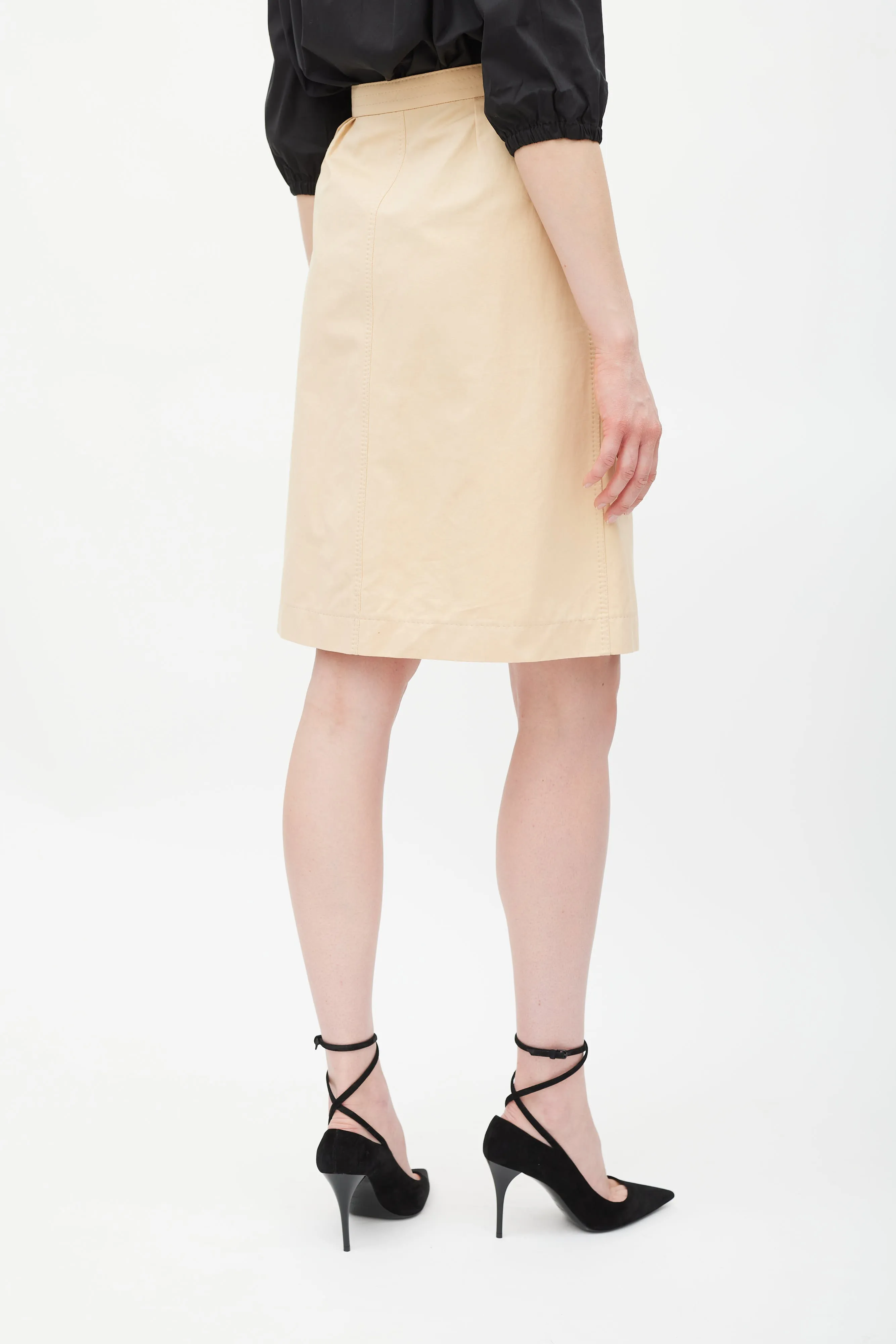 Beige Pleated Cargo Skirt