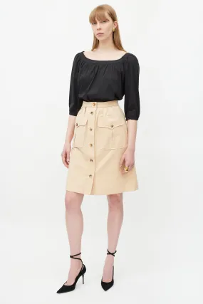 Beige Pleated Cargo Skirt