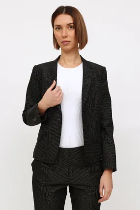 Black & White Patterned Button Blazer