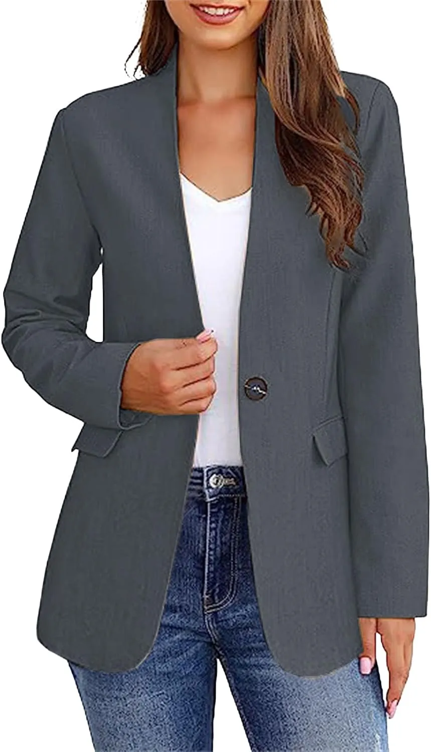 Blazers for Women Dressy Casual Long Sleeve Work Jacket Trendy Spring Fashion Blazer Suit Jackets Open Front Cardigan