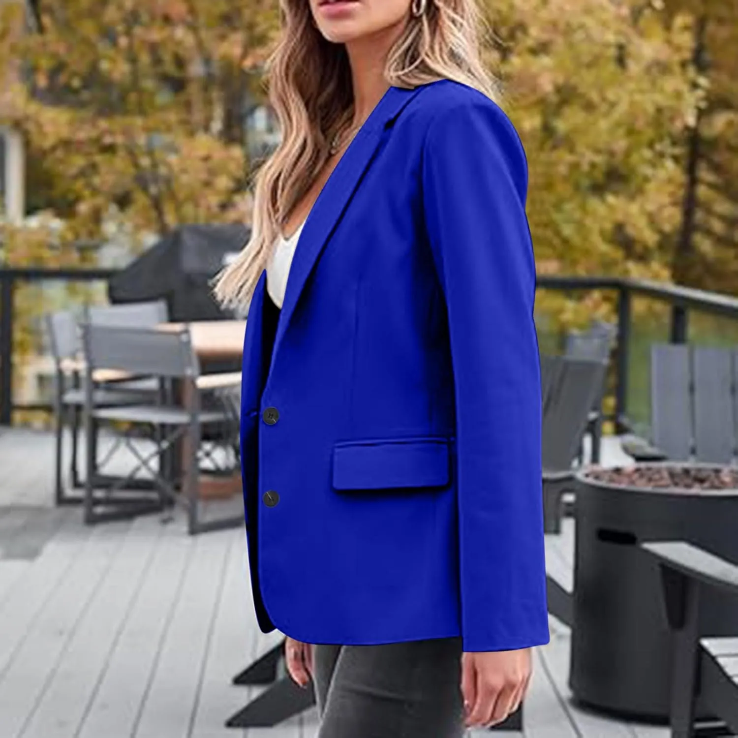 Casual Blazer Suit Jacket for Women 2025 Dressy Fall Tops Rollup Sleeve Open Front Button Work Office Blazers Outwear