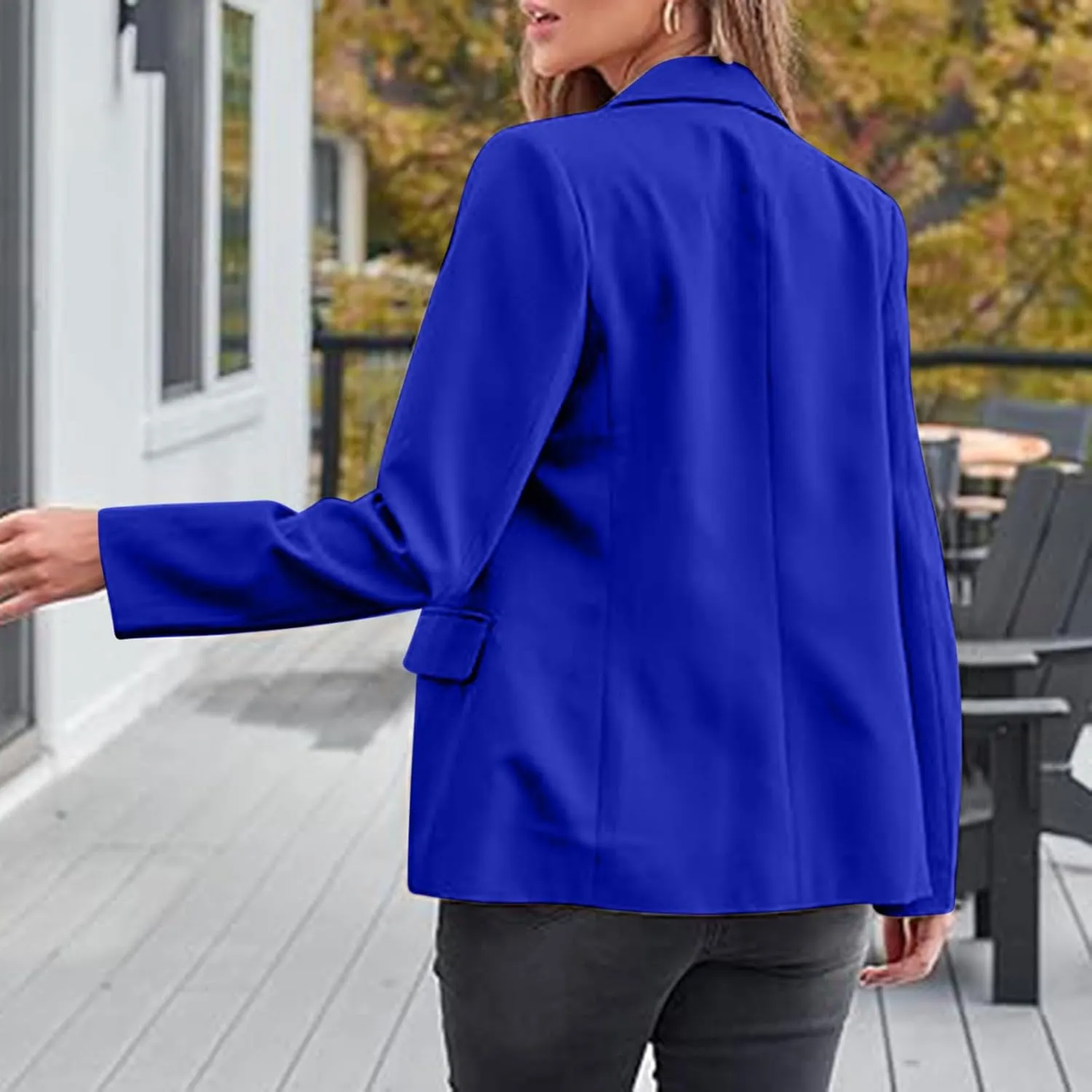 Casual Blazer Suit Jacket for Women 2025 Dressy Fall Tops Rollup Sleeve Open Front Button Work Office Blazers Outwear