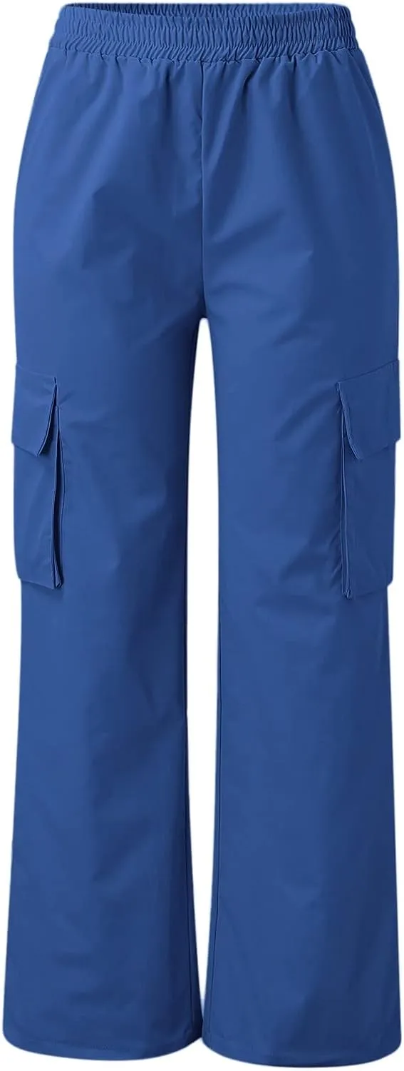 Casual Work Pants Women Women's Belt Less High Waisted Wide Leg Trousers Straight Leg Relaxed Style Trousers