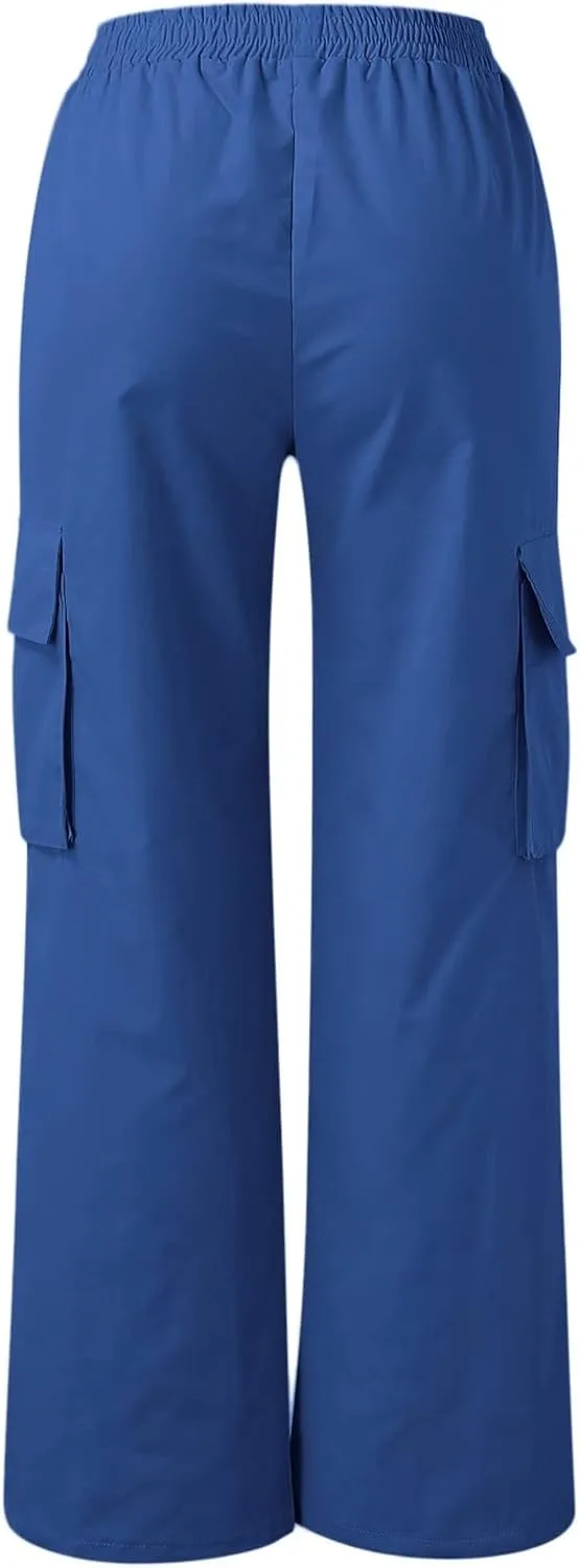 Casual Work Pants Women Women's Belt Less High Waisted Wide Leg Trousers Straight Leg Relaxed Style Trousers