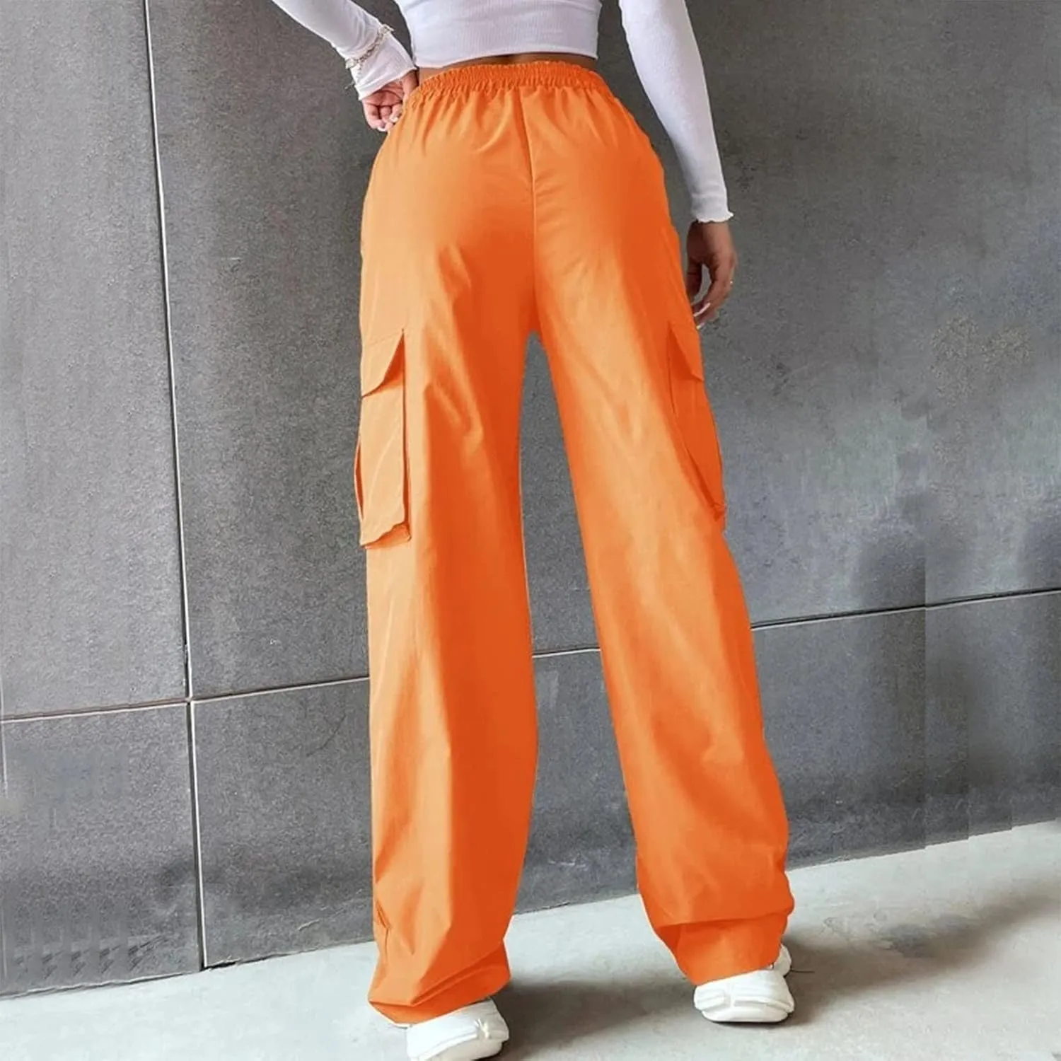 Casual Work Pants Women Women's Belt Less High Waisted Wide Leg Trousers Straight Leg Relaxed Style Trousers