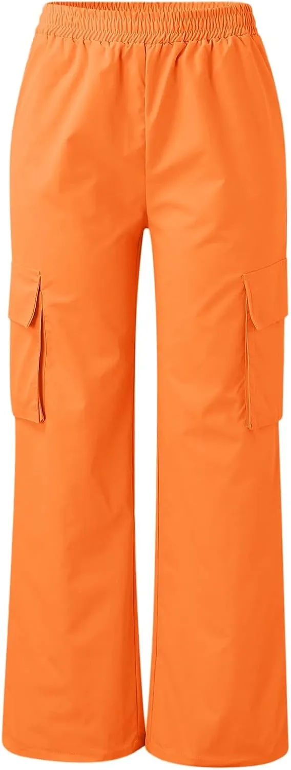 Casual Work Pants Women Women's Belt Less High Waisted Wide Leg Trousers Straight Leg Relaxed Style Trousers