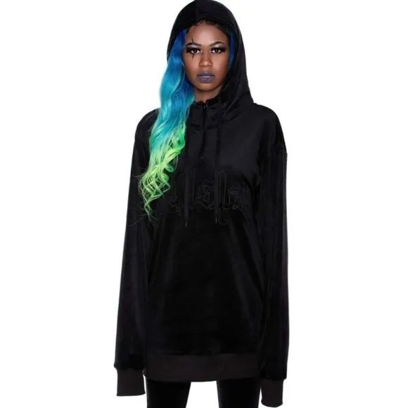 Fester Velour Unisex Hoodie | Black Soft Cotton