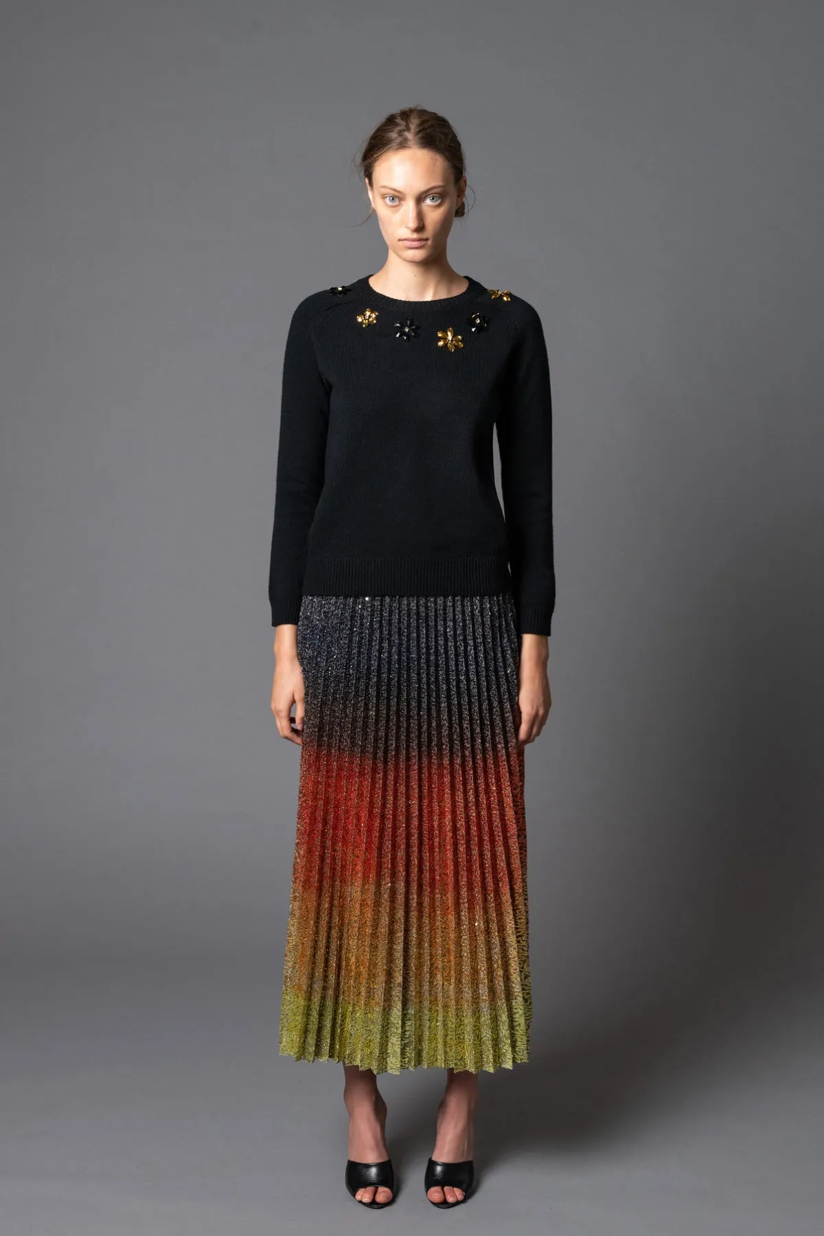 Flame Degrade Pleat Skirt