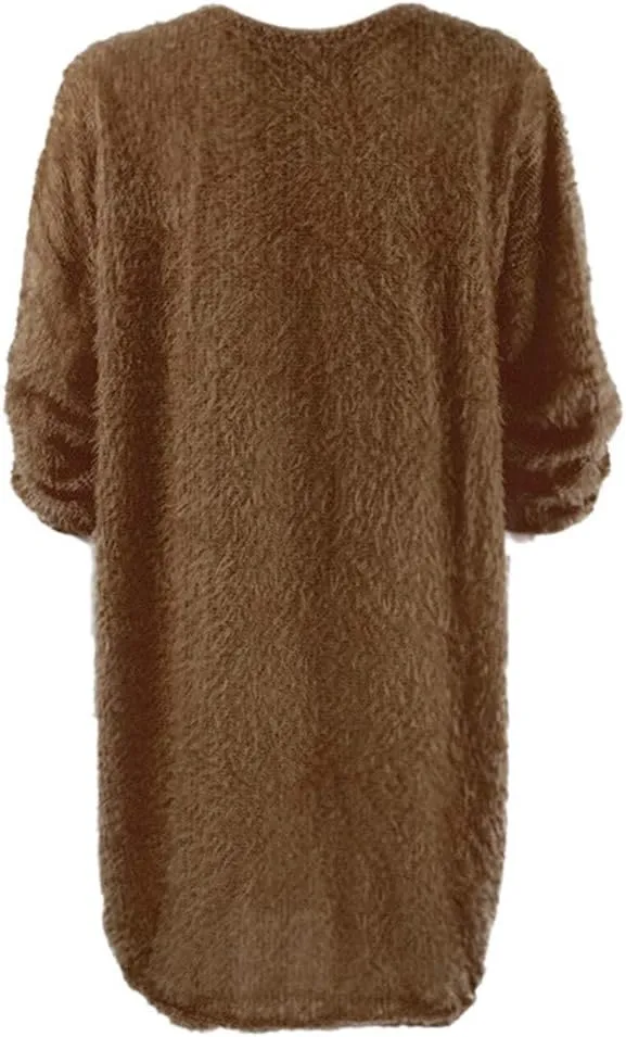 Furry Sweater Dress 2024 Women Fuzzy Fleece Sweatshirts Oversize Warm Winter Comfy Soft Plush Pullover Jumper Dresses