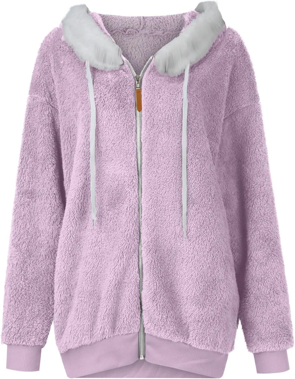 GOFULY Winter Jackets For Women Baggy Plush Coats Warm Full Zip Sherpa Cardigan Warm Patchwork Outerwear With Pockets