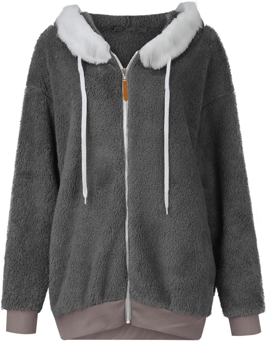 GOFULY Winter Jackets For Women Baggy Plush Coats Warm Full Zip Sherpa Cardigan Warm Patchwork Outerwear With Pockets