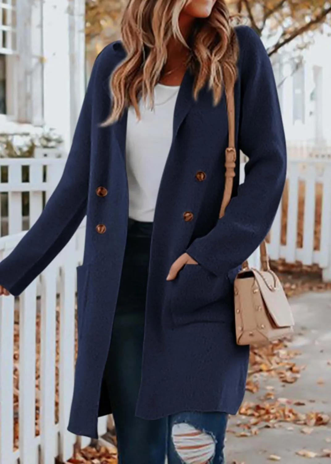 KIRUNDO Cardigan Sweaters for Women 2025 Fall Fashion Open Front Warm Thick Long Winter Coats Jackets Decorative Buttons