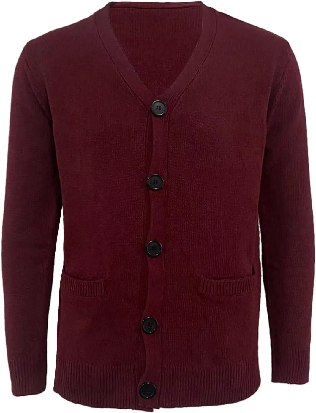 Mens Loose Button Up Knit Cardigan Soft Lightweight V-Neck Long Sleeve Sweater Basic Designed Knitted Outwear