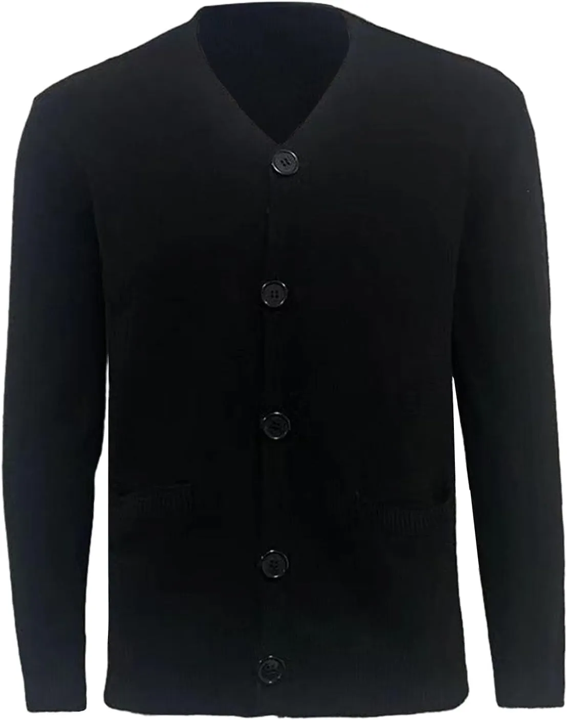 Mens Loose Button Up Knit Cardigan Soft Lightweight V-Neck Long Sleeve Sweater Basic Designed Knitted Outwear