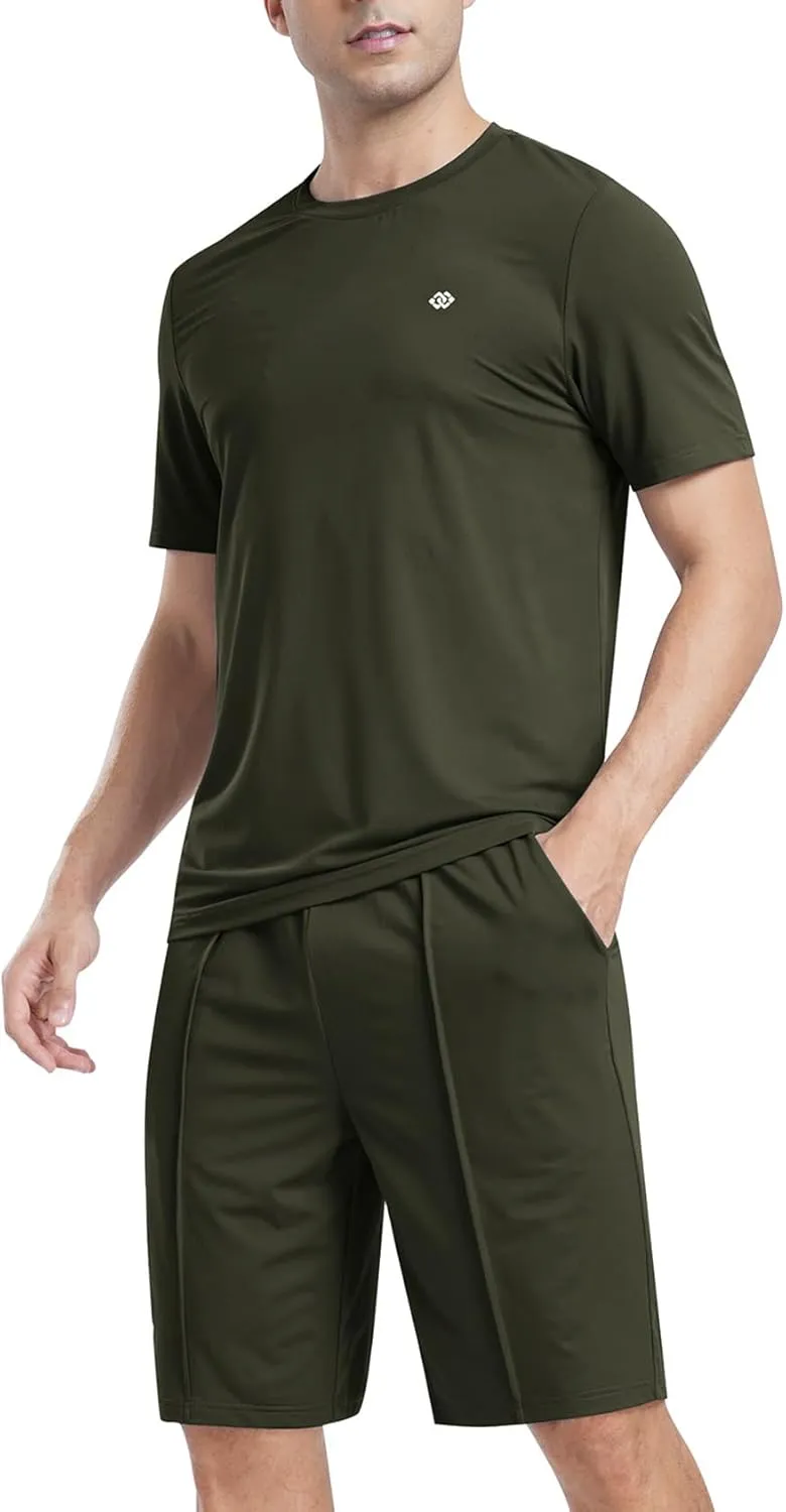 MoFiz Mens Tracksuits 2 Piece Short Set Outfits Cozy Lightweight Sweatsuits Active Running Sports Casual Sets