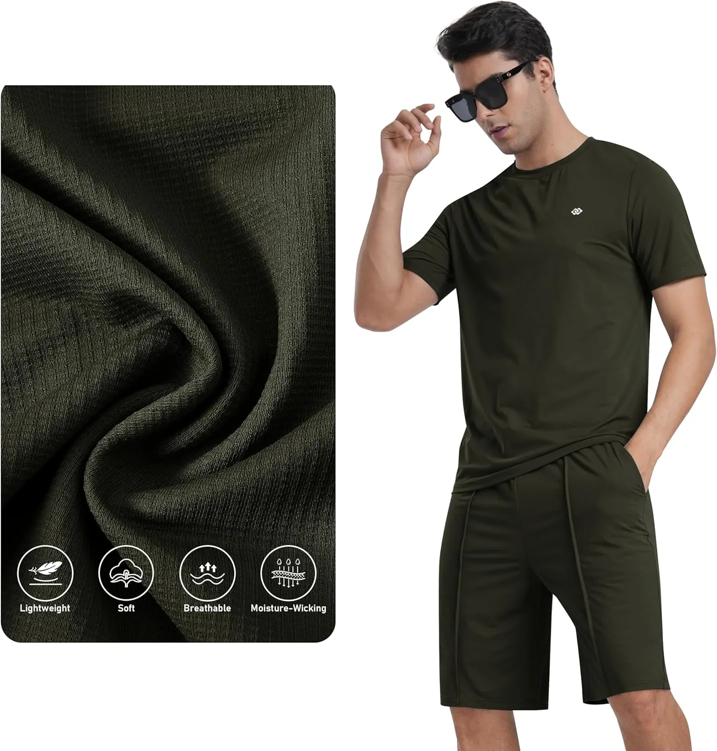 MoFiz Mens Tracksuits 2 Piece Short Set Outfits Cozy Lightweight Sweatsuits Active Running Sports Casual Sets