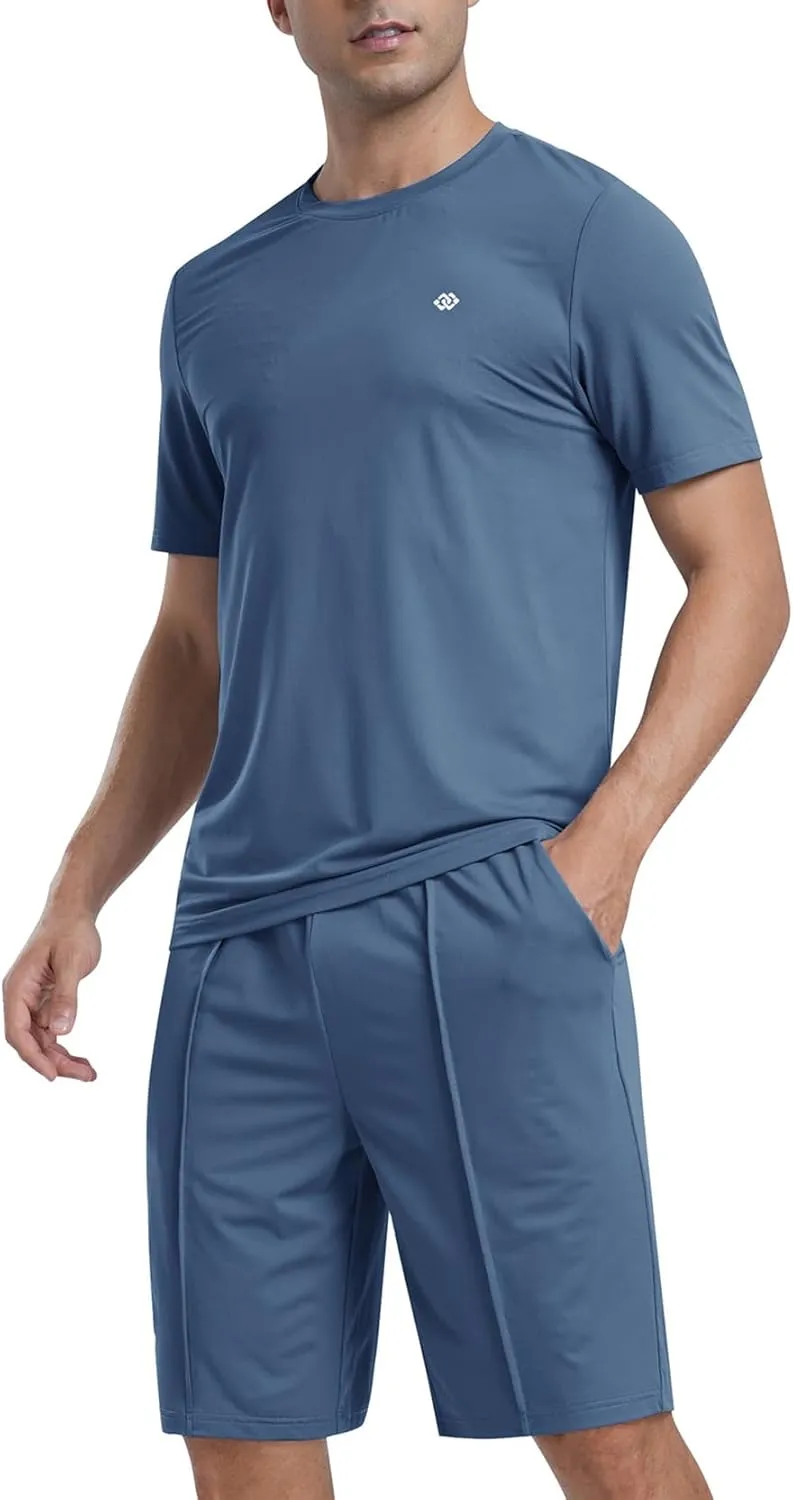 MoFiz Mens Tracksuits 2 Piece Short Set Outfits Cozy Lightweight Sweatsuits Active Running Sports Casual Sets
