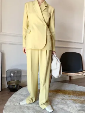 Notch Lapel Single Button Blazer - Yellow
