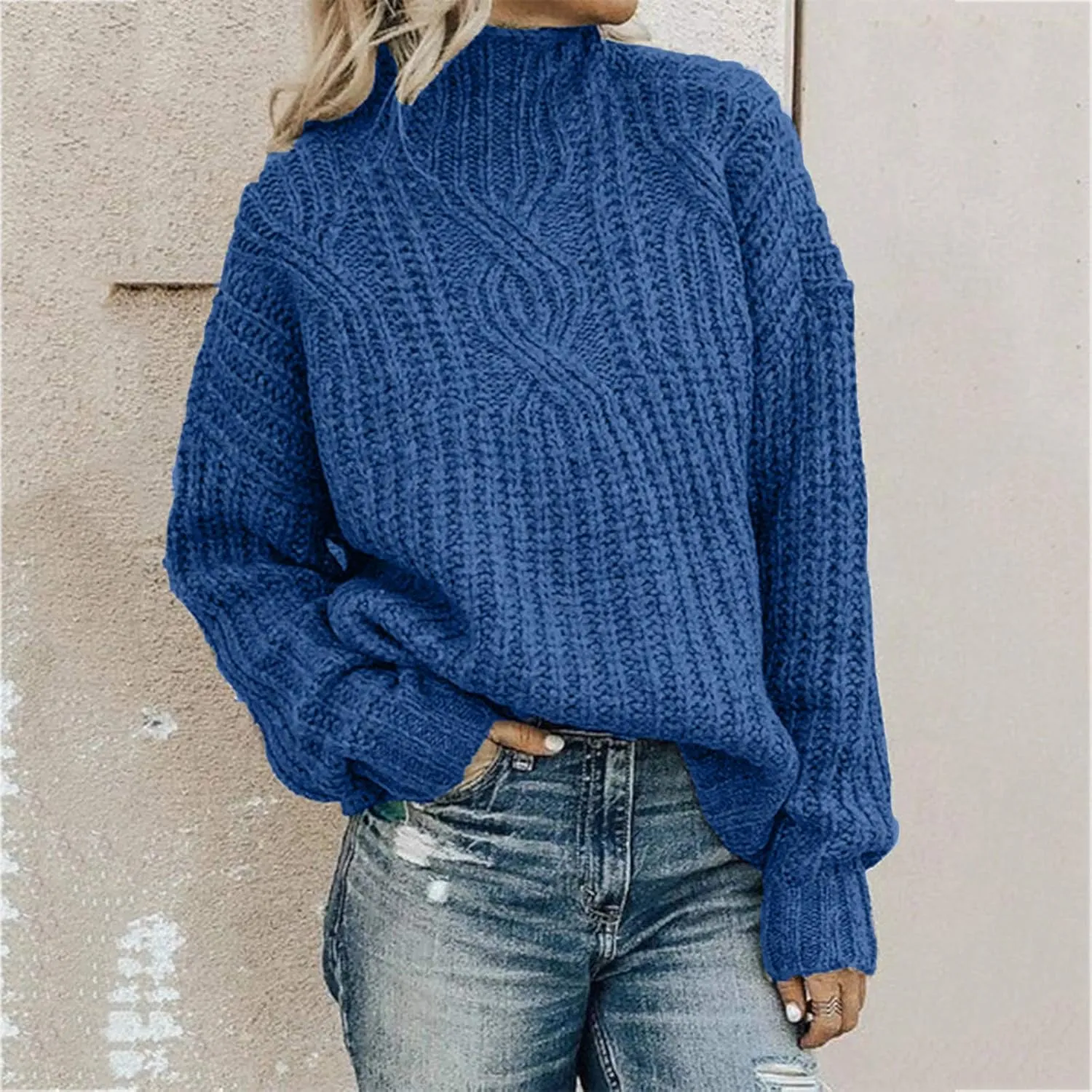 Oversized Sweater for Women Chic Turtleneck Knitted Sweater Slouchy Soft Long Sleeve Jumper Tops 2023 Fall Sweaters