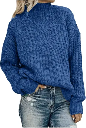 Oversized Sweater for Women Chic Turtleneck Knitted Sweater Slouchy Soft Long Sleeve Jumper Tops 2023 Fall Sweaters
