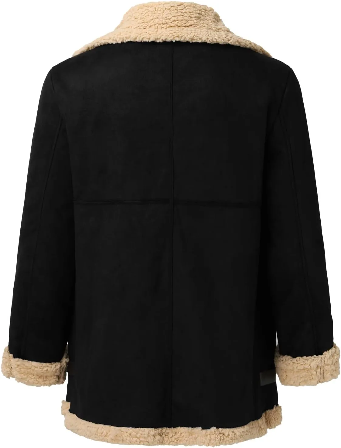 QWENTMTNTY Mens Vintage Sherpa Lined Faux Leather Jacket Heavyweight Plus Size Shearing Suede Coat Winter Bomber Jackets
