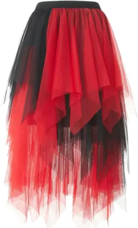 Ruffle Skirt for Women Trendy High Elastic Waist Retro Mesh Sheer Loose A-Line Long Skirts for Women Summer Vacation