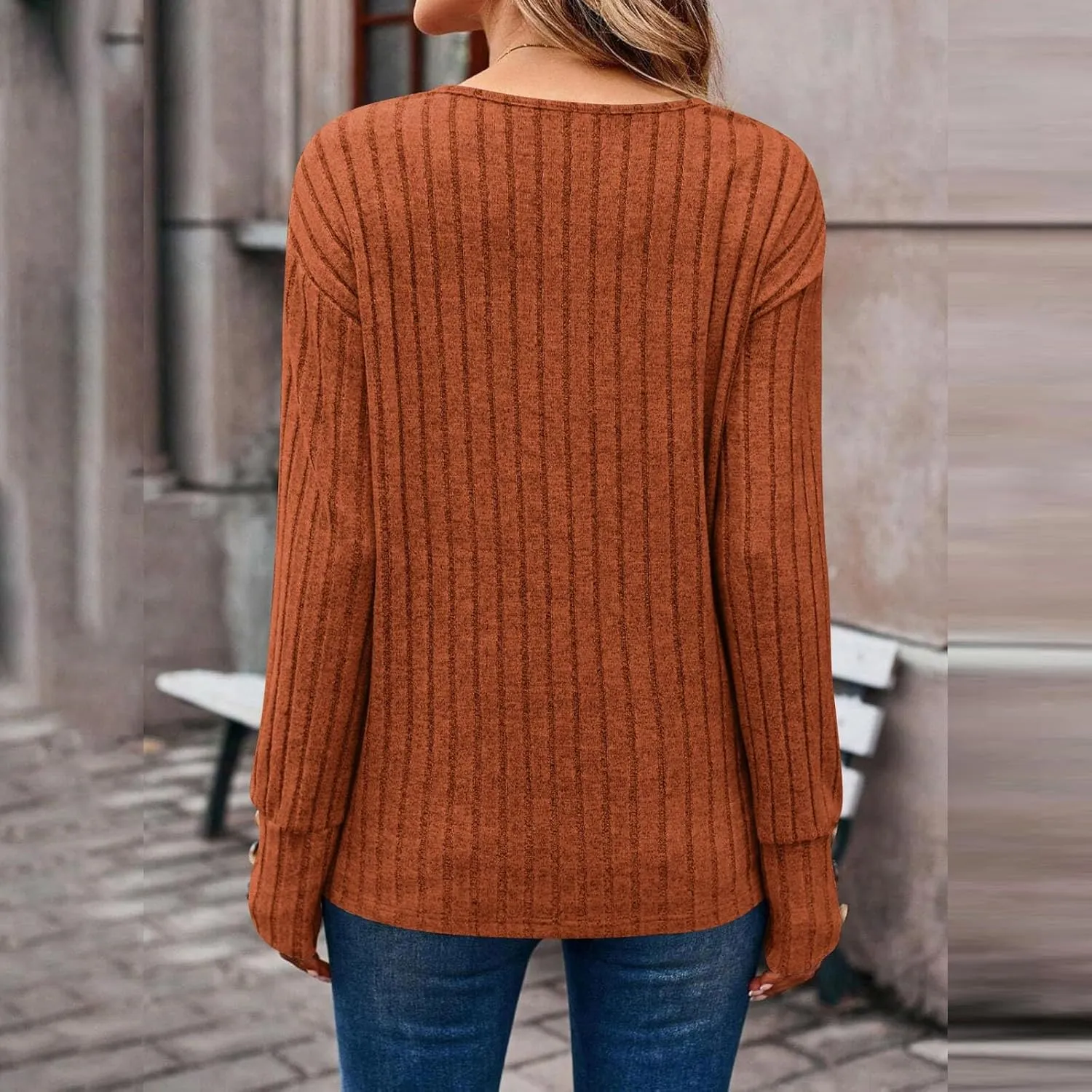 Womens Soft Long Sleeve V Neck Shirts Knitted Pullover Tunics Tops Casual Fall Lightweight Cozy Sweaters 2024