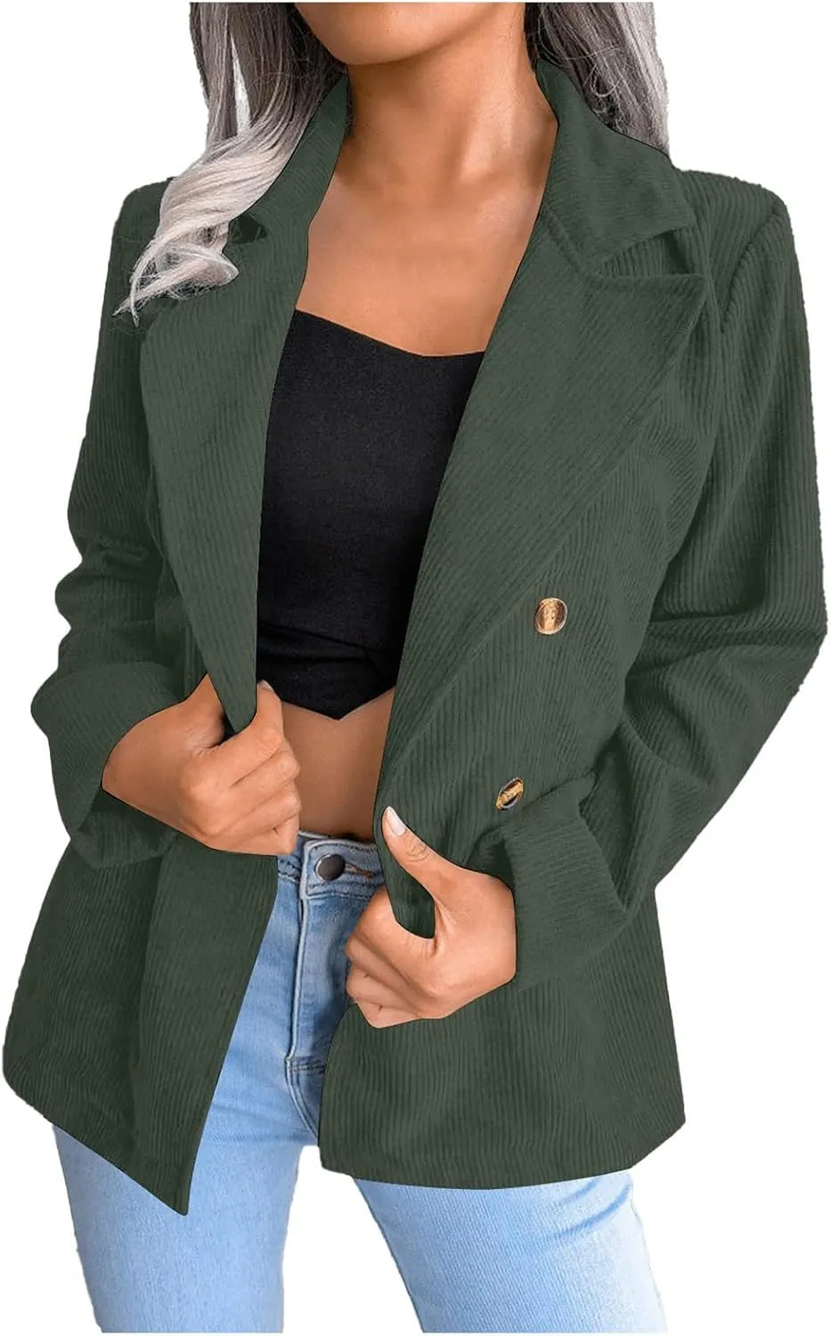 Women's Summer Blazer Button Long Sleeve Lapel Dressy Casual Business Comfortable Solid Color Stylish Lightweight