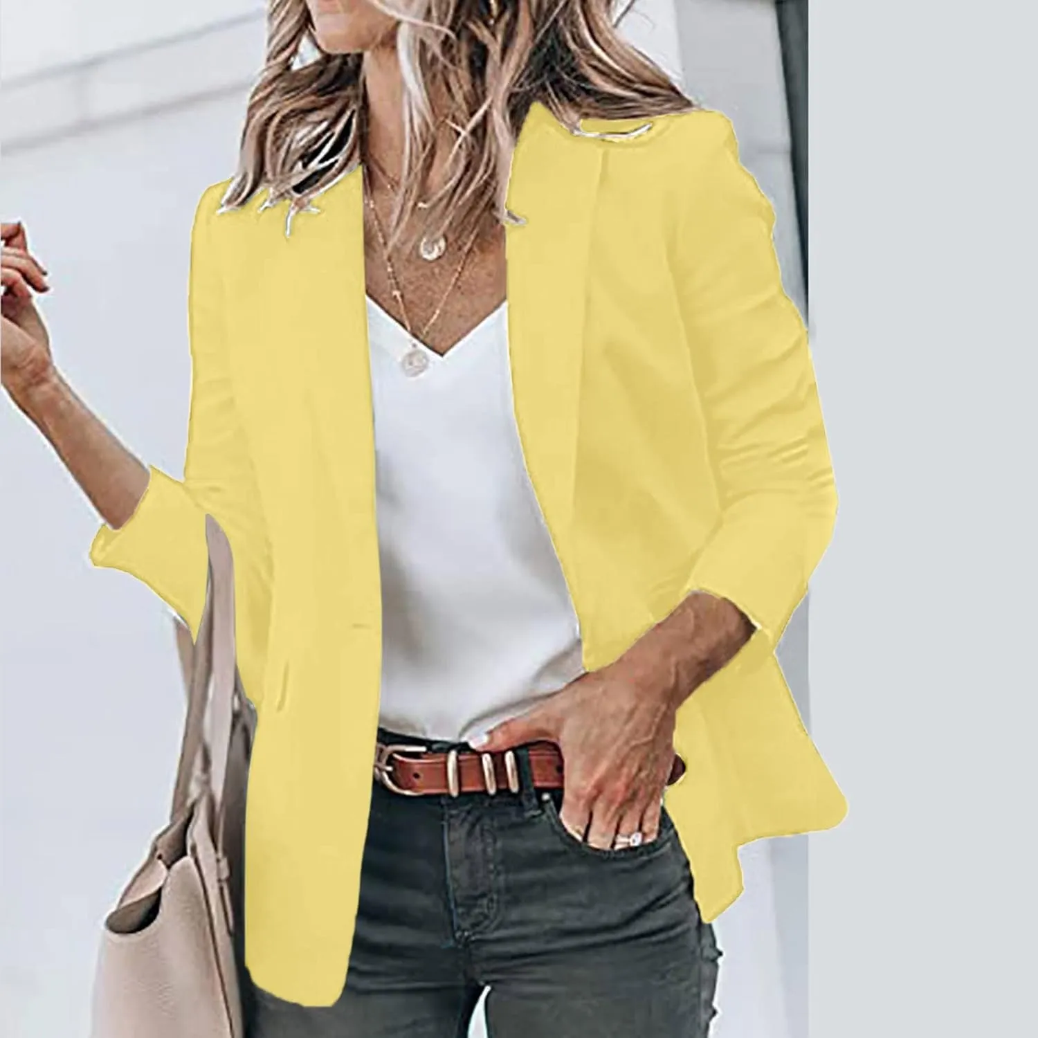 Women's Summer Blazer Lapel 3/4 Sleeve Dressy Elegant Trendy Comfortable Comfort Fit Fashion Work Suit