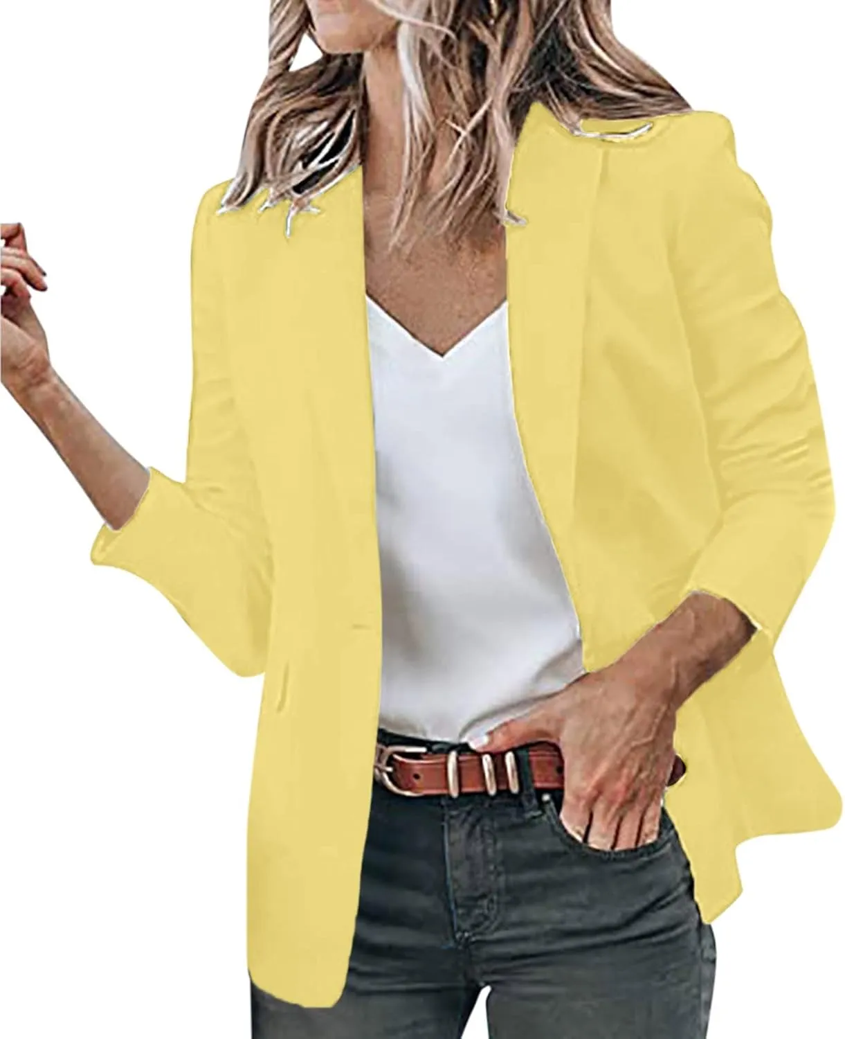 Women's Summer Blazer Lapel 3/4 Sleeve Dressy Elegant Trendy Comfortable Comfort Fit Fashion Work Suit