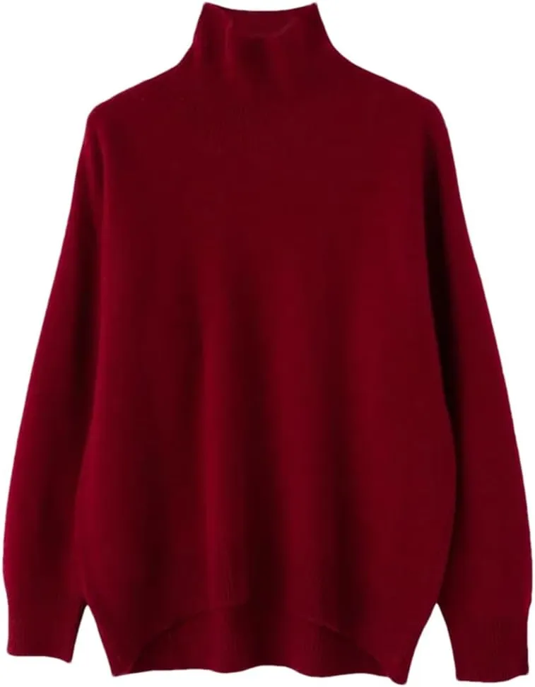 Women's Turtleneck Sweaters Casual Oversized Pullover Solid Color Warm Soft Jumpers Top
